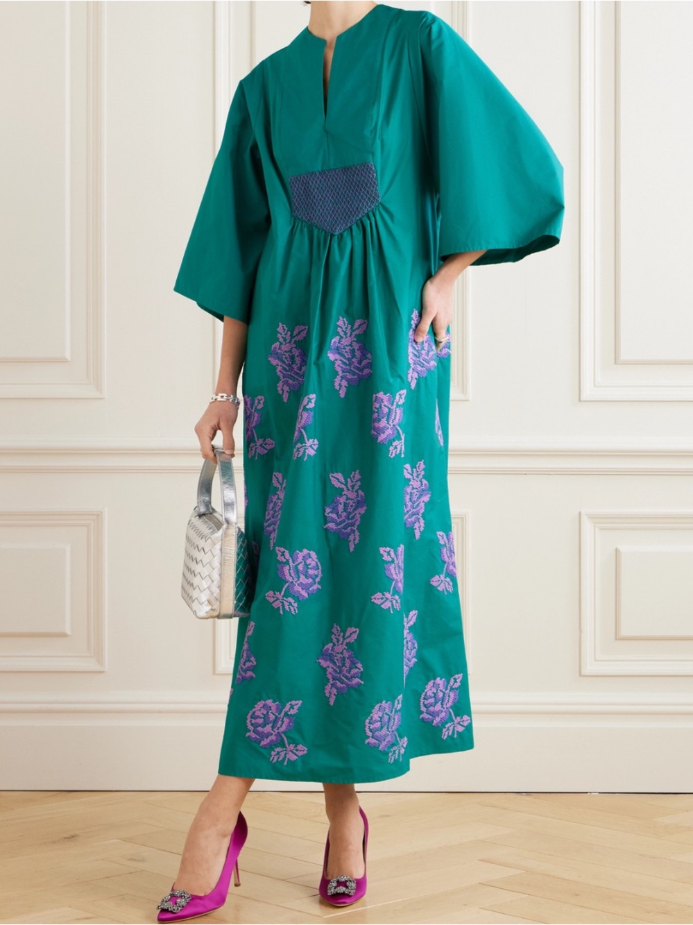 NWT Loretta Caponi Italy Bespoke Embroidered Women’s Sassetta Dress Small S